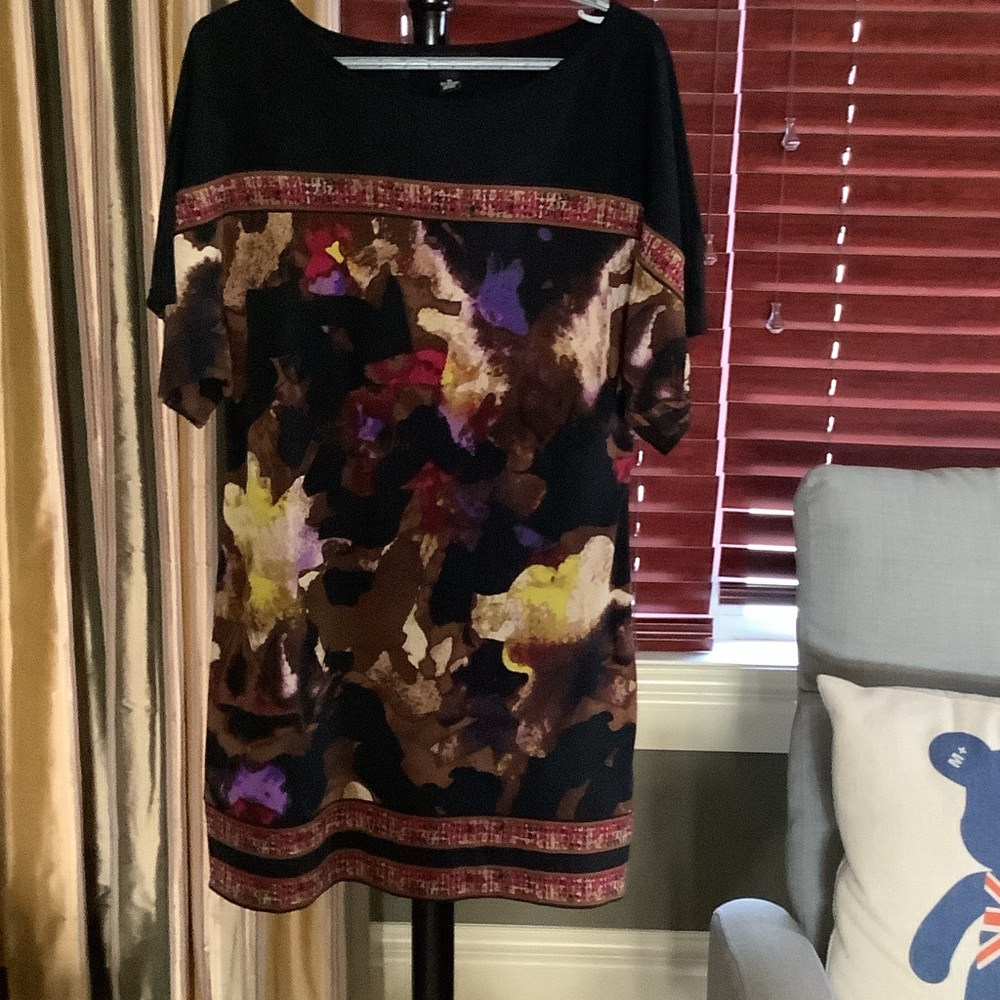 Alfani Black and Multicolor Midi Dress
